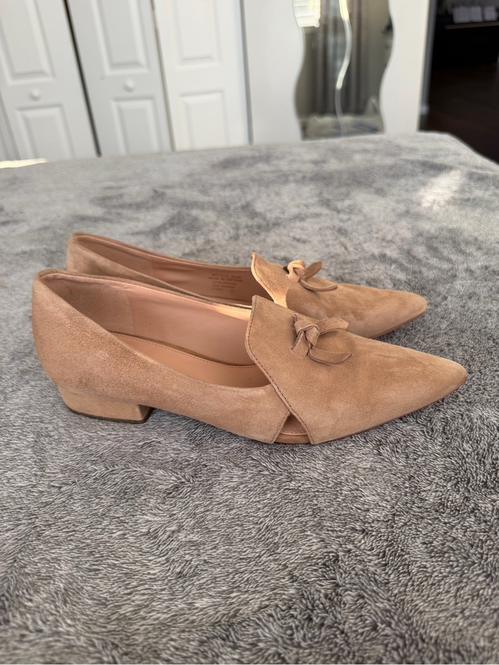 Cole Haan Tan Suede Pointed-Toe Knot Loafers